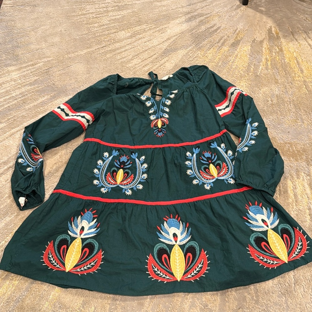 Anthropologie Let Me‎ Be Embroidered Tunic Dress Size Medium worn twice